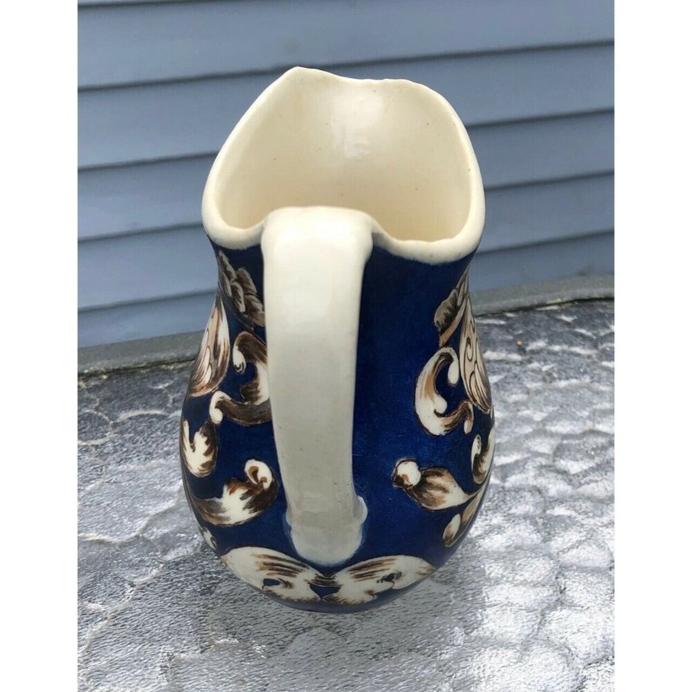Vintage Creamer Blue Large Ornate Italian Greek Gift Inscription1950's - Picture 2 of 8